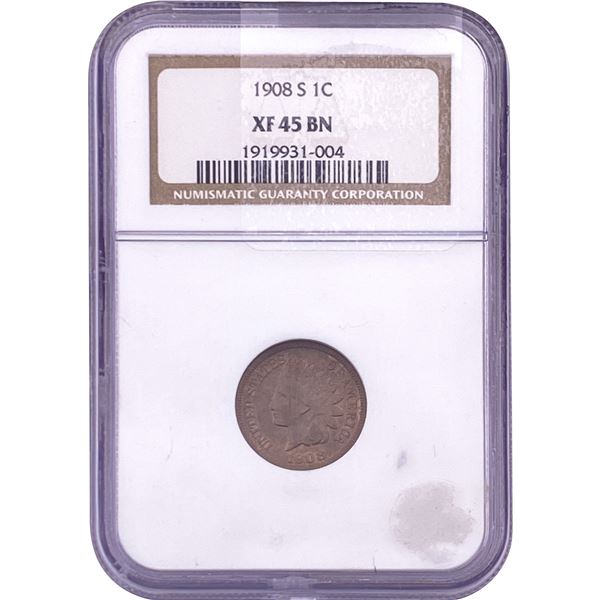 1908-S Indian Head Cent NGC XF45 BN