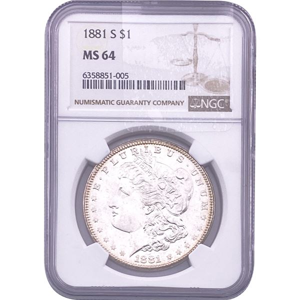 1881-S Morgan Silver Dollar NGC MS64