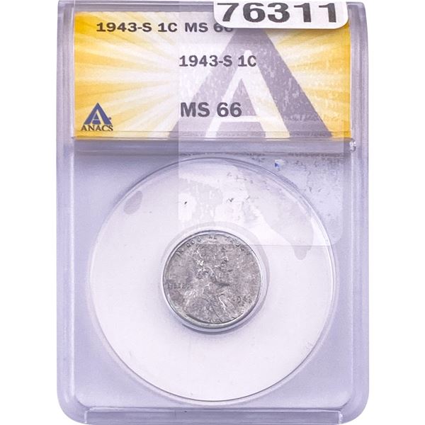 1943-S Wheat Cent ANACS MS66