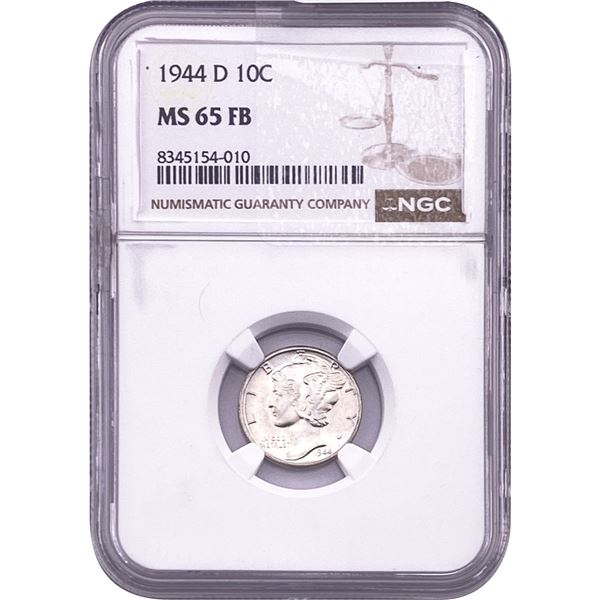 1944-D Mercury Silver Dime NGC MS65 FB