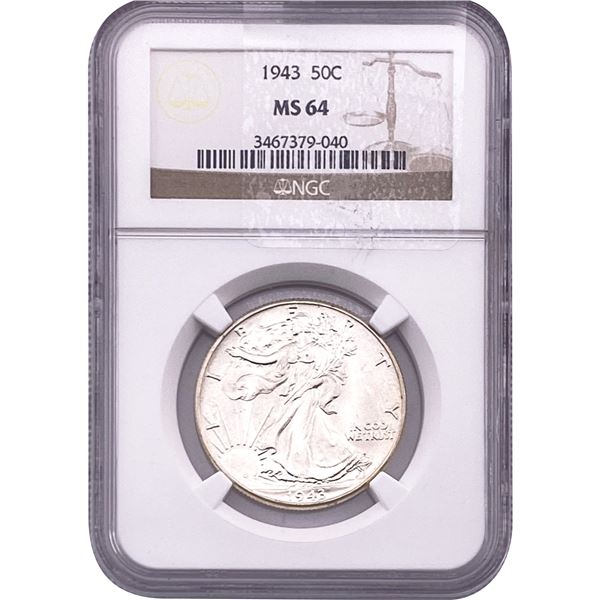 1943 Walking Liberty Half Dollar NGC MS64
