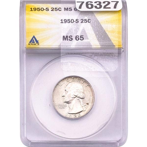 1950-S Washington Silver Quarter ANACS MS65