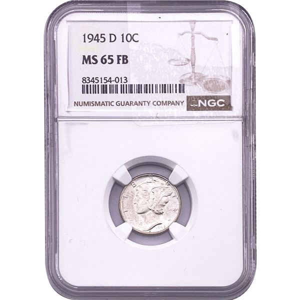 1945-D Mercury Silver Dime NGC MS65 FB
