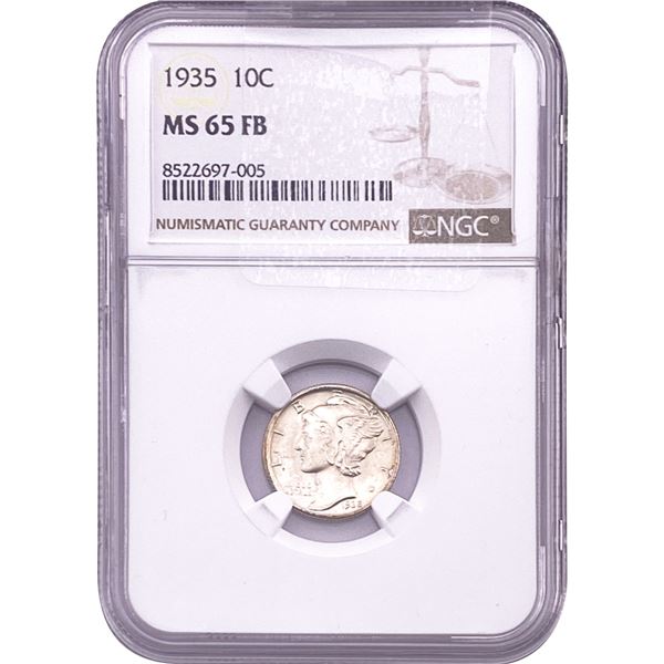 1935 Mercury Silver Dime NGC MS65 FB