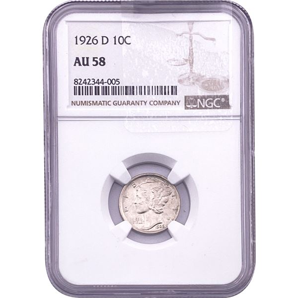 1926-D Mercury Silver Dime NGC AU58