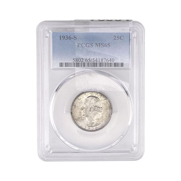 1936-S Washington Silver Quarter PCGS MS65