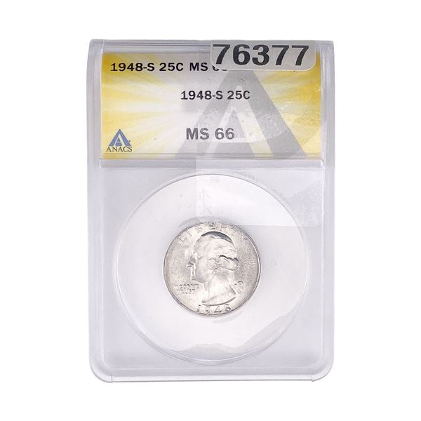 1948-S Washington Silver Quarter ANACS MS66