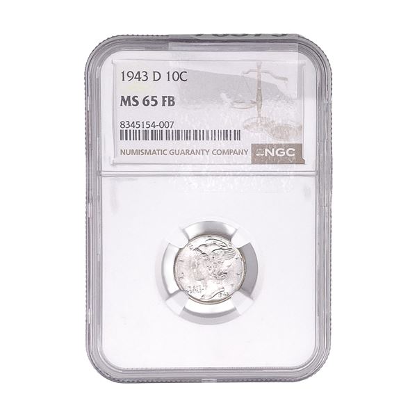 1943-D Mercury Silver Dime NGC MS65 FB