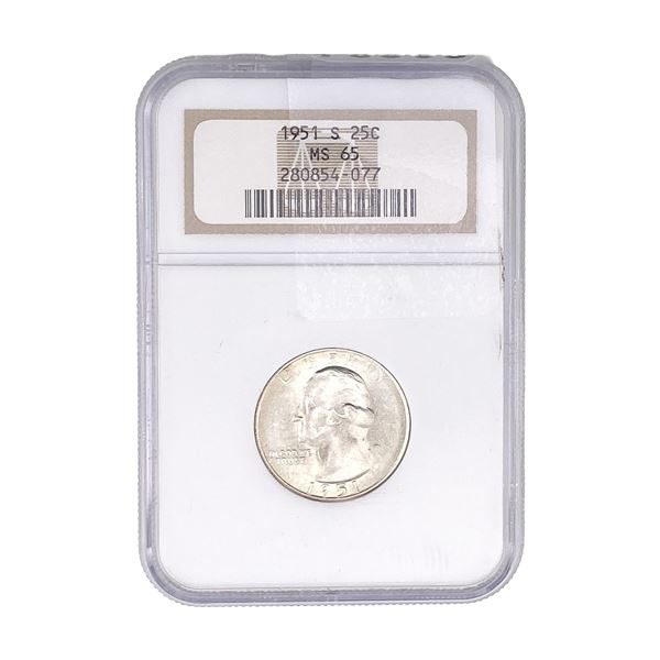 1951-S Washington Silver Quarter NGC MS65