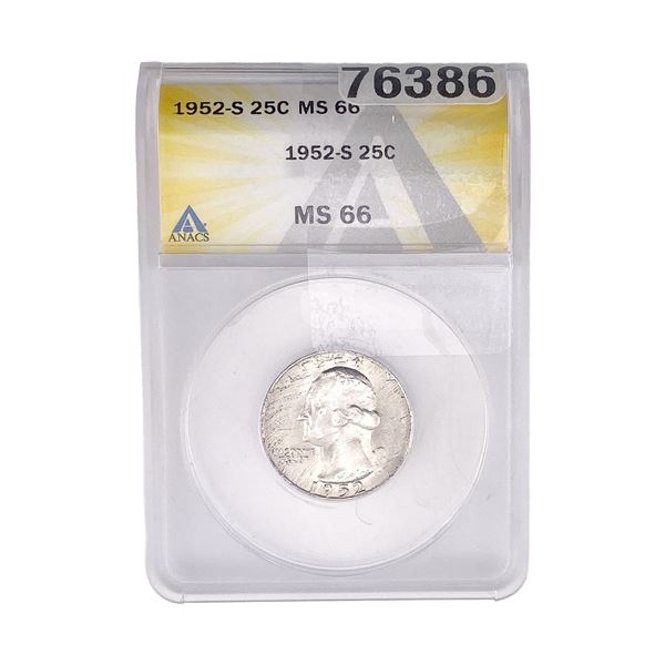 1952-S Washington Silver Quarter ANACS MS66