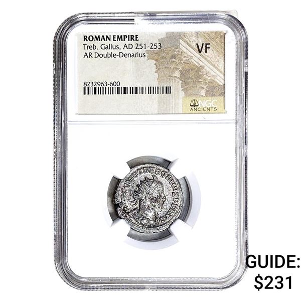 Roman Treb, Gallus, AD 251-253 AR Dbl-Denarius NGC VF