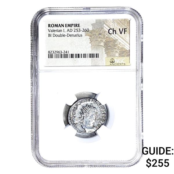 Roman Valerian I, AD 253-260 BI Dbl-Denarius NGC Ch VF