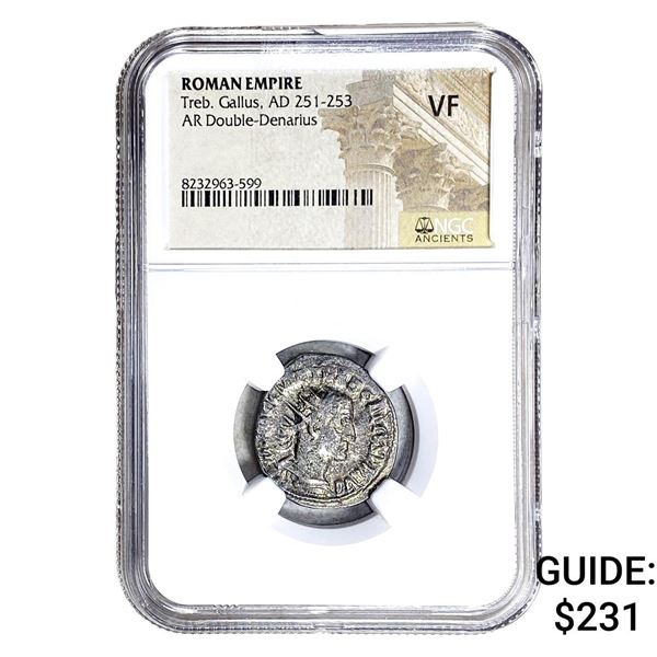 Roman Treb, Gallus, AD 251-253 AR Dbl-Denarius NGC VF