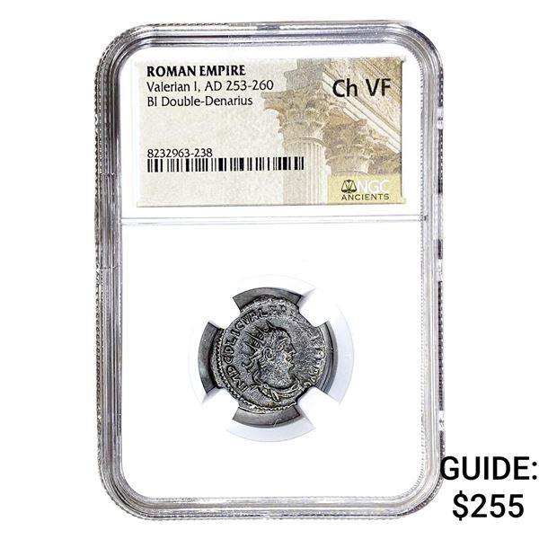 Roman Valerian I, AD 253-260 BI Dbl-Denarius NGC Ch VF