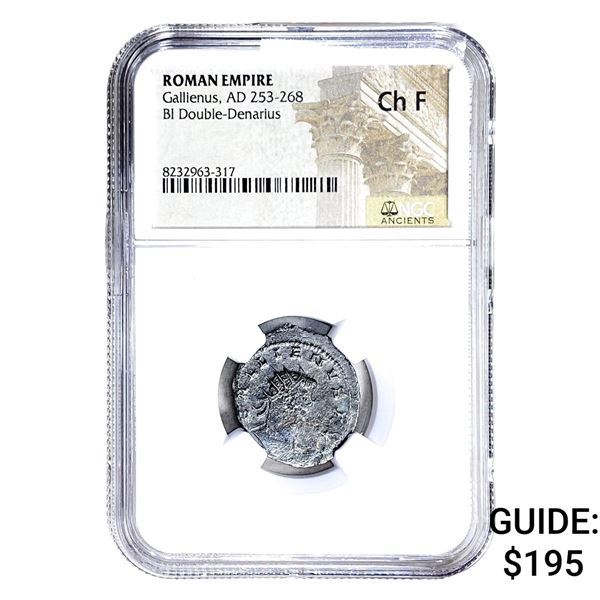Roman Gallienus, AD 253-268 BI Dbl-Denarius NGC Ch F