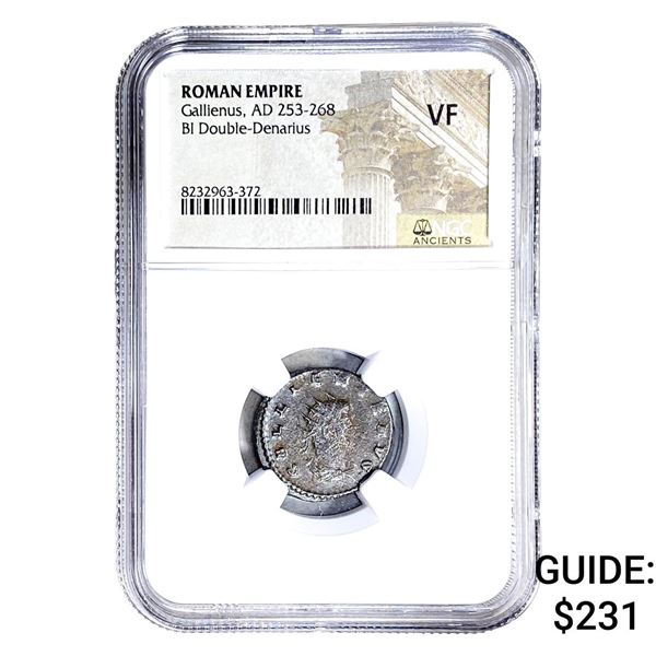 Roman Gallienus, AD 253-268 BI Dbl-Denarius NGC VF
