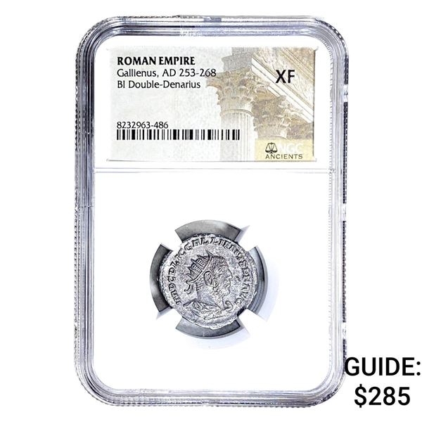 Roman Gallienus, AD 253-268 BI Dbl-Denarius NGC XF
