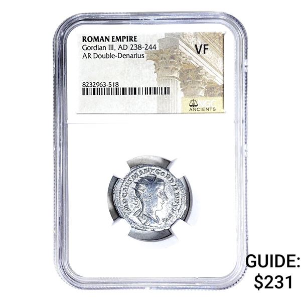 Roman Gordian III, AD 238-244 AR Dbl-Denarius NGC VF