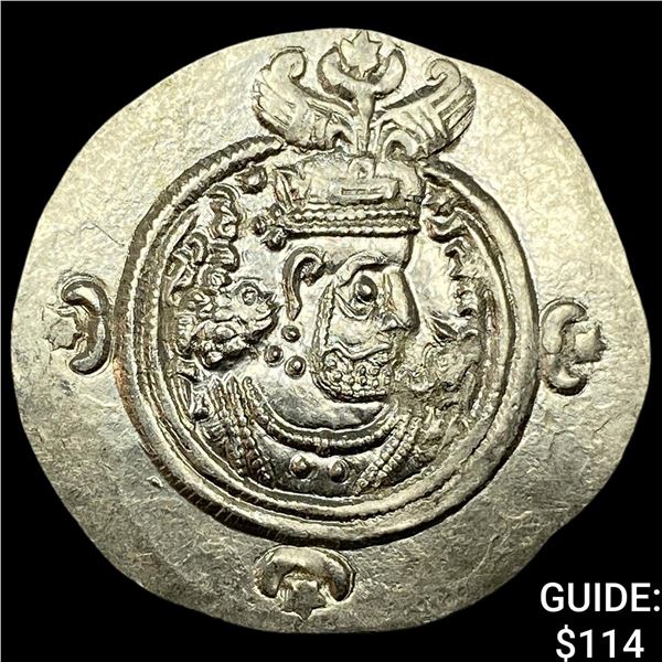 Sasanian Khosrow II 590-628 AD Silver Drachm UNCIRCULATED
