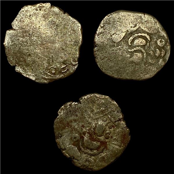 [3 Coins] Pratihara Empire 780-980 Silver Drachm NEARLY UNCIRCULATED