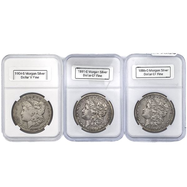 [3 Coins]1886-1904 Morgan Silver Dollar  EF/VF