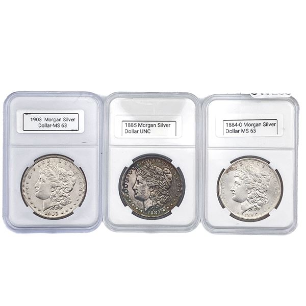 [3 Coins] 1884-1903 Morgan Silver Dollar