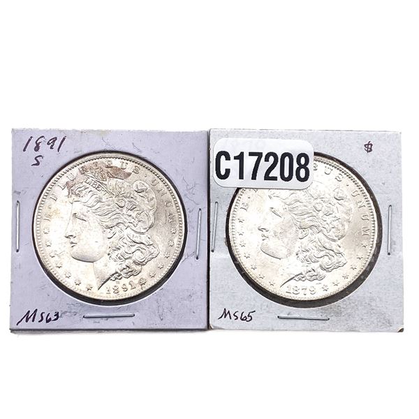 [2 Coins] 1879-1891 Morgan Silver Dollar
