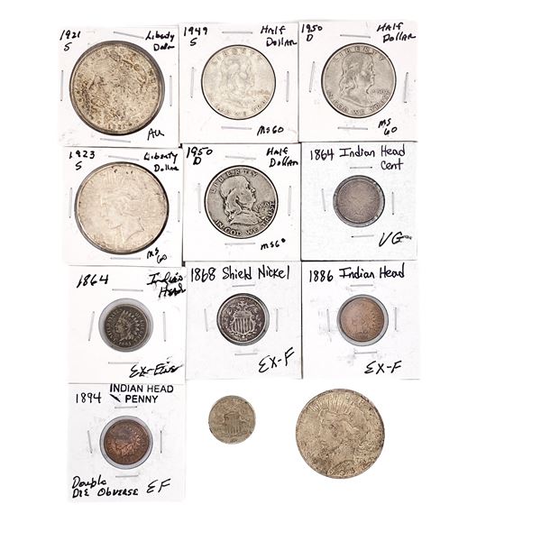 [11 Coins] 1864-1950 Varied United States Coin Lot
