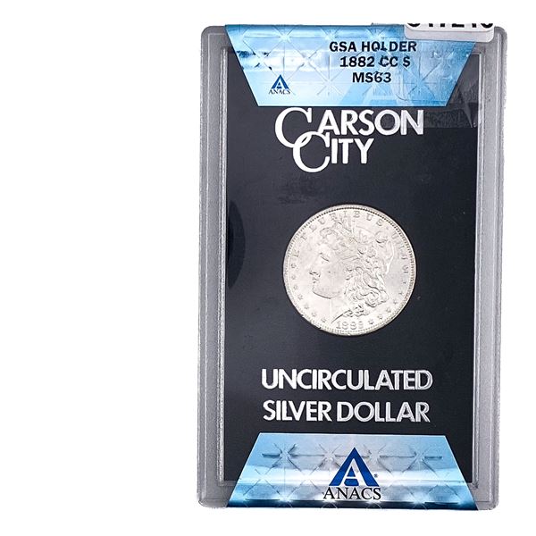 1882-CC Morgan Silver Dollar ANACS MS63