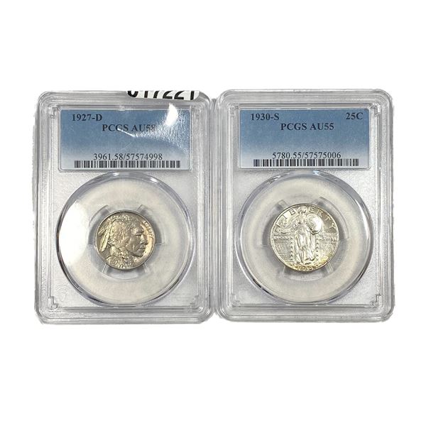 [2 Coins] 1927-1930 U.S. Nickel&Silver Quarter Lot