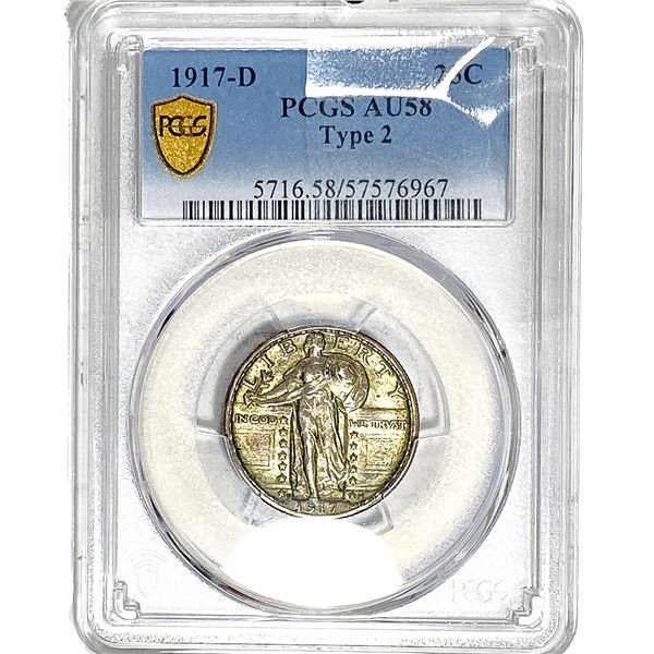 1917-D Standing Liberty Quarter PCGS AU58 Type 2