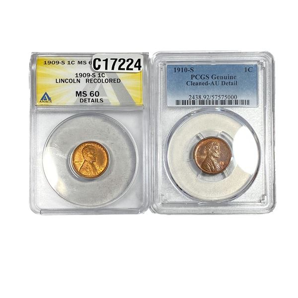 [2 Coins] 1909-1910 United States Wheat Cent Lot