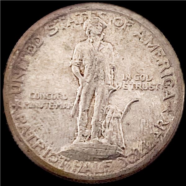 1925 Silver Lexington-Concord Half Dollar NEARLY UNCIRCULATED