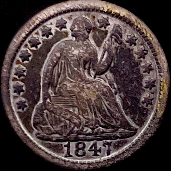 1847 Seated Liberty Half Dime LIGHTLY CIRCULATED