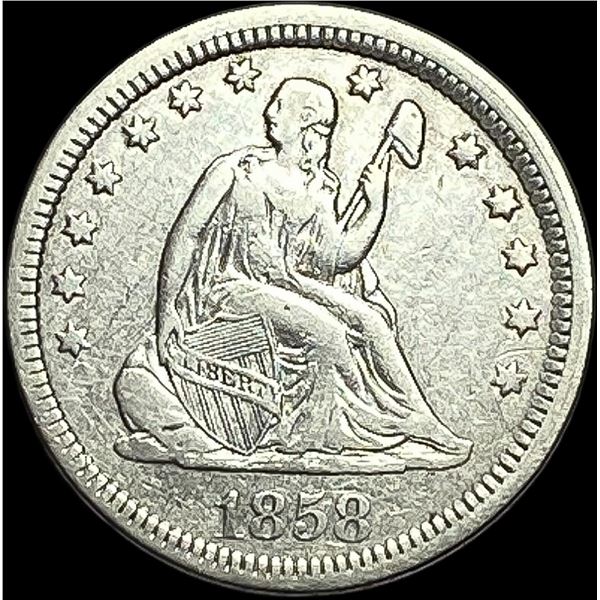 1858 Seated Liberty Silver Quarter LIGHTLY CIRCULATED
