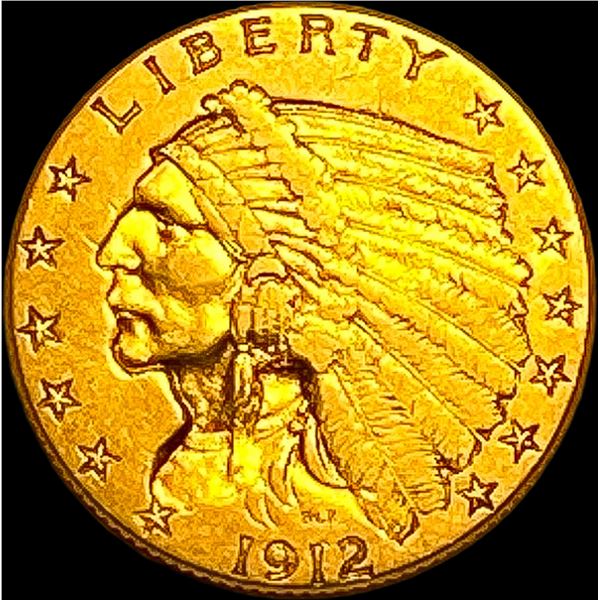 1912 Indian Head $2.50 Gold Quarter Eagle CLOSELY UNCIRCULATED