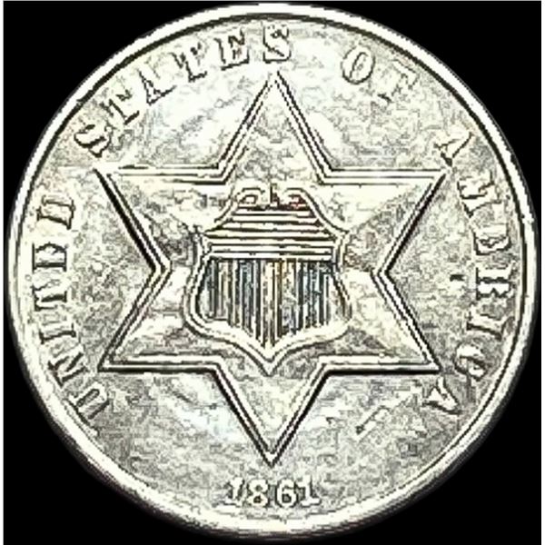 1861 Silver Three-Cent Piece CLOSELY UNCIRCULATED