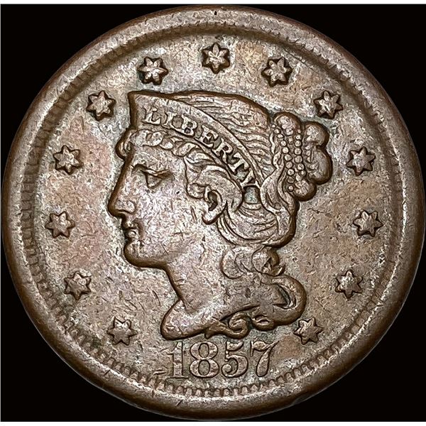 1857 Braided Hair Large Cent NEARLY UNCIRCULATED