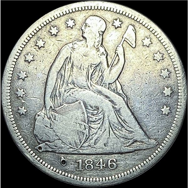 1846-O Silver Seated Liberty Dollar LIGHTLY CIRCULATED