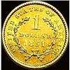 Image 2 : 1851 Rare Gold Dollar UNCIRCULATED
