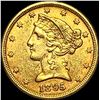 Image 1 : 1895 Liberty Head Half Eagle $5 Gold CLOSELY UNCIRCULATED