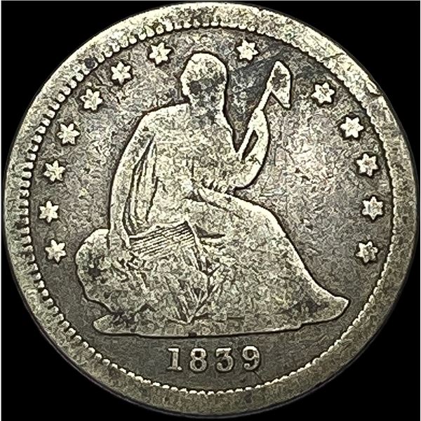 1839 Silver Seated Liberty Quarter NICELY CIRCULATED