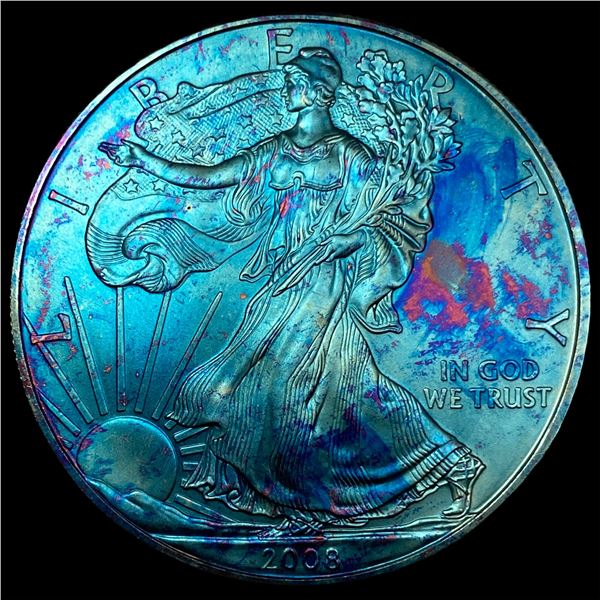 2008 Toned 1oz Silver American Eagle $1 GEM  BU