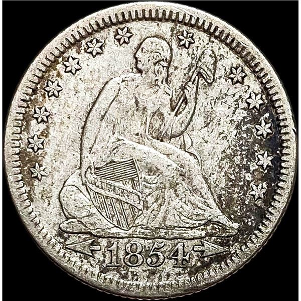 1854-O A+R Seated Liberty Quarter NEARLY UNCIRCULATED