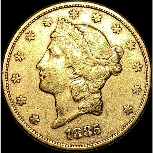1885-S Gold $20 Liberty Head Double Eagle  CHOICE BU