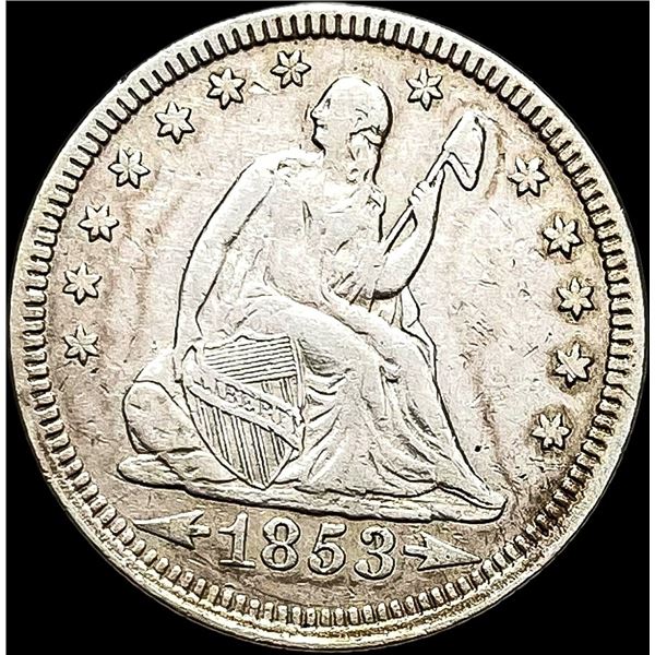1853 A+R Seated Liberty Quarter NEARLY UNCIRCULATED