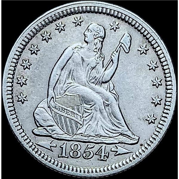 1854 A+R Seated Liberty Quarter CHOICE AU