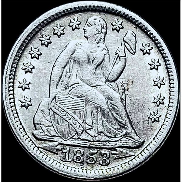 1853 A+R Seated Liberty Dime CHOICE AU