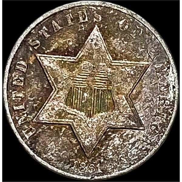 1861 Silver Three Cent CLOSELY UNCIRCULATED