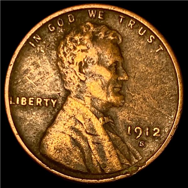 1912-S Lincoln Wheat Cent LIGHTLY CIRCULATED